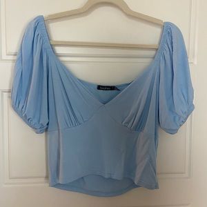 Blue Boohoo Crop Top